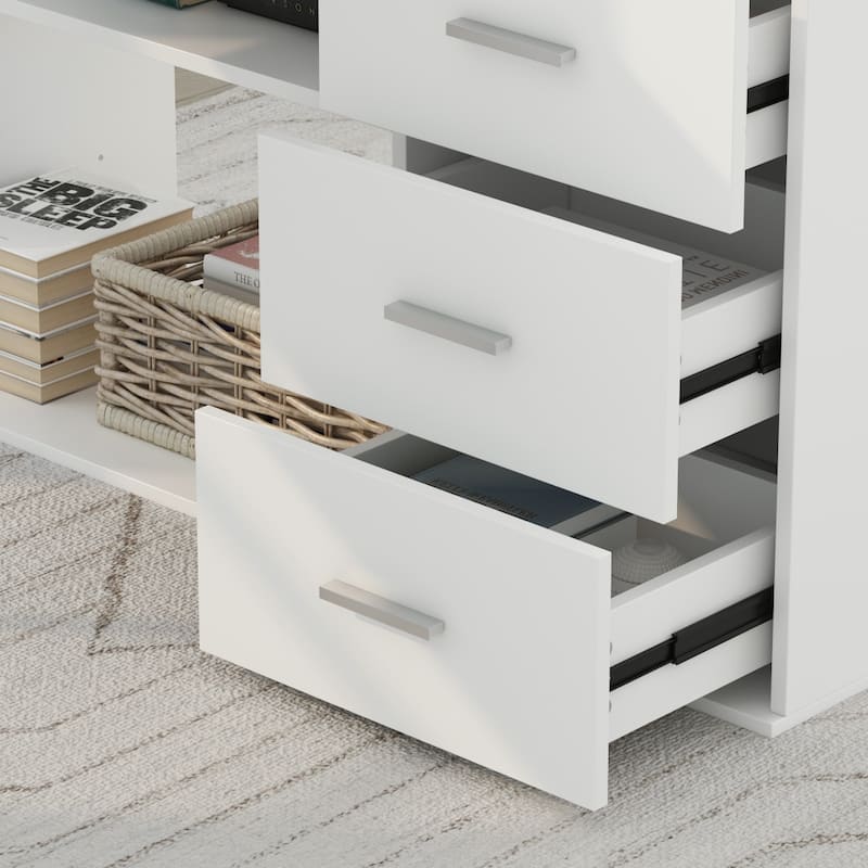 L-shaped executive desk With 3 Drawers for Home and Office