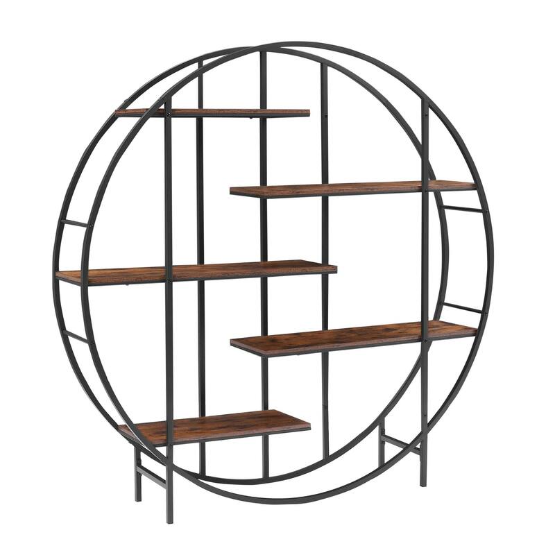 Round 5-Tier Metal Bookshelf/Storage Rack/Display Stand