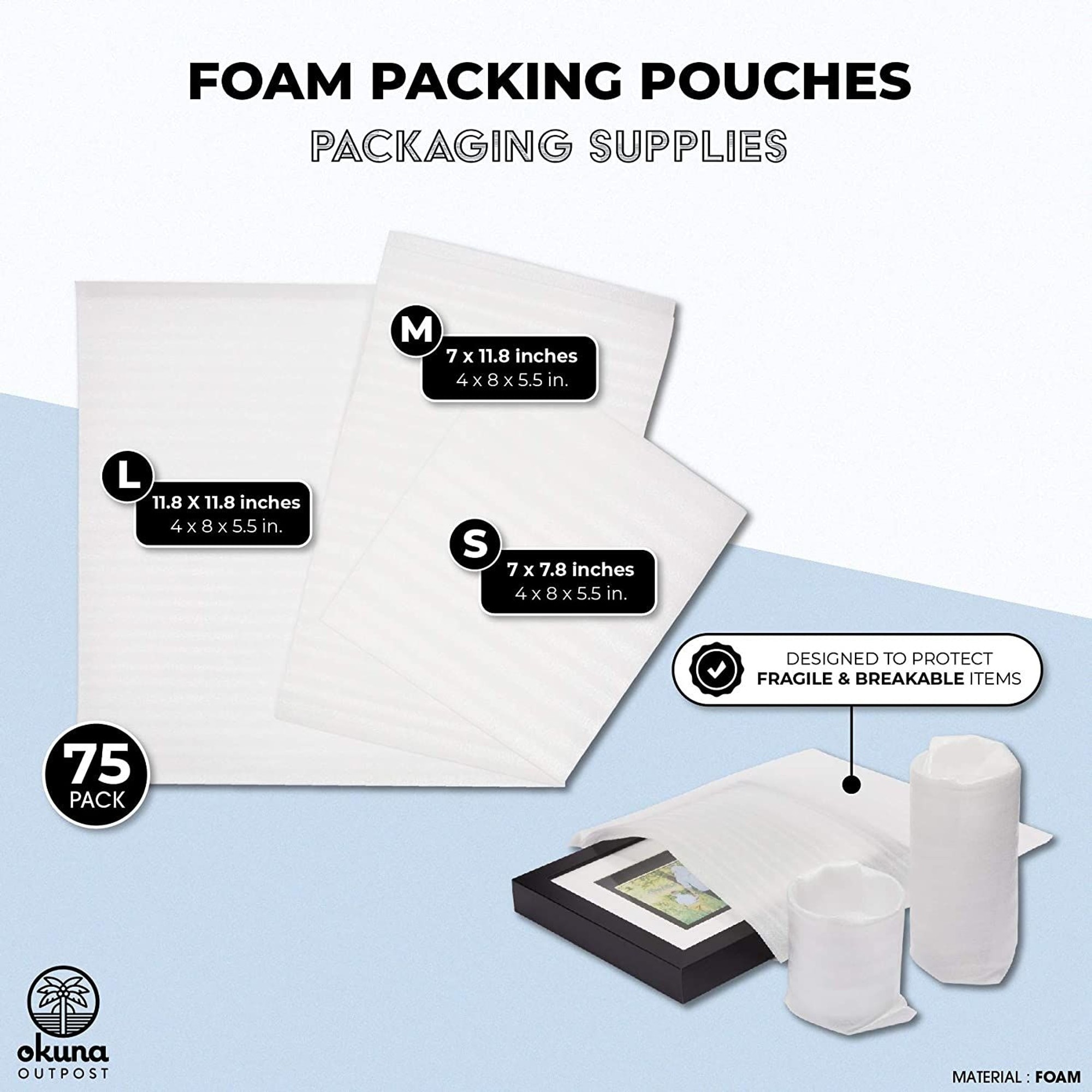 2 Pack Customizable Polyethylene Foam Packing Material for