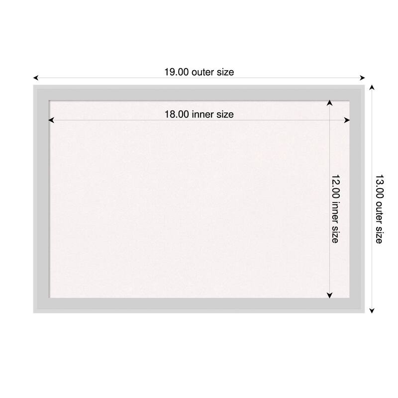 Incline Silver Wood Framed Cork Board - Bulletin Board, Organization Board, Pin Board - White - 19 x 13 in