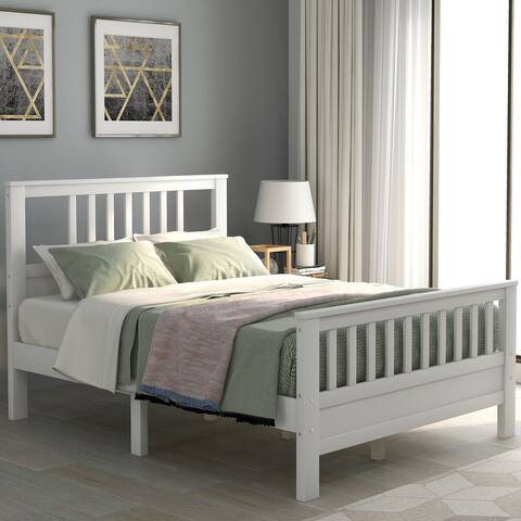 Wood Platform Full Size Bed with Headboard and Footboard