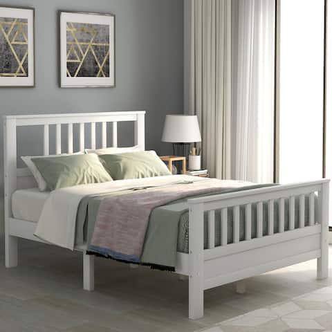 Full Size Wood platform bed with headboard and footboard