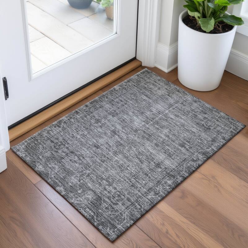 Premium Washable Super Soft Vintage Traditional Mayfield Rug - Gray - 1'8" x 2'6"