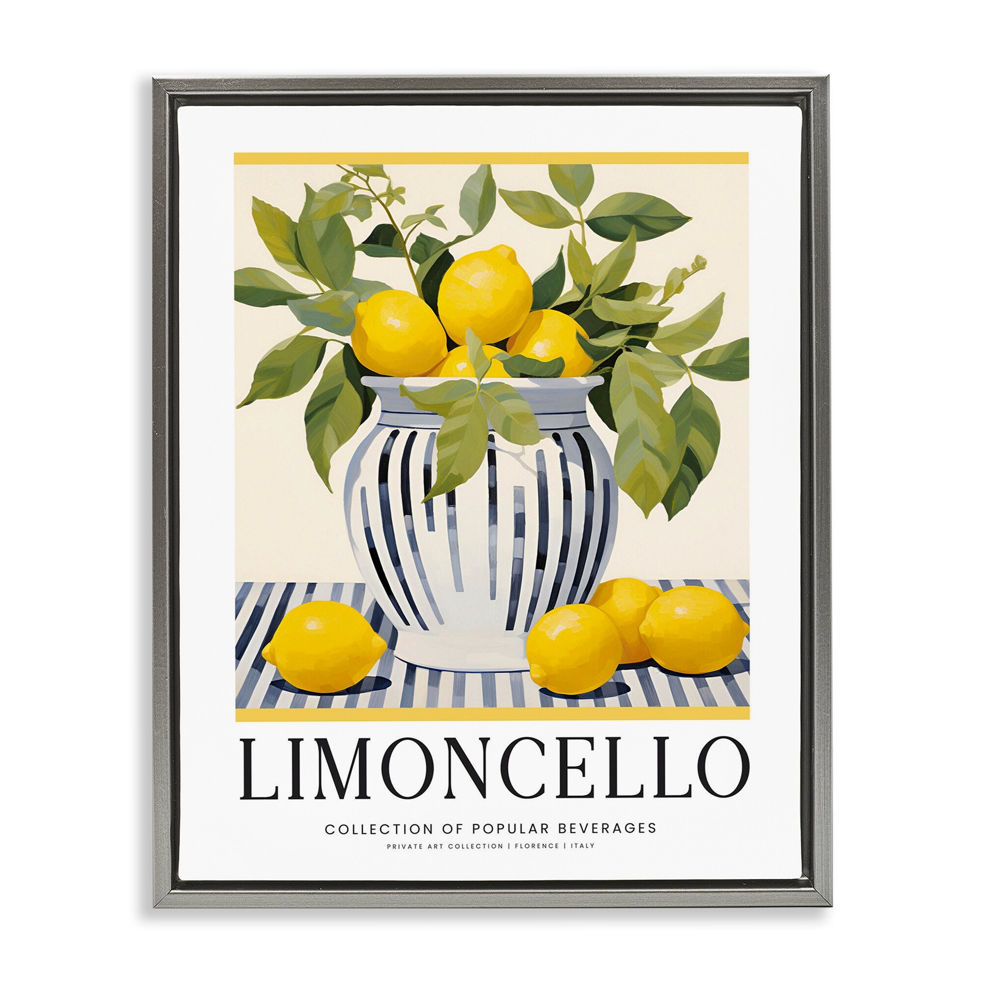 Stupell Classic Kitchen Lemons Vase Framed Floater Canvas Wall Art Design By Lettered and Lined