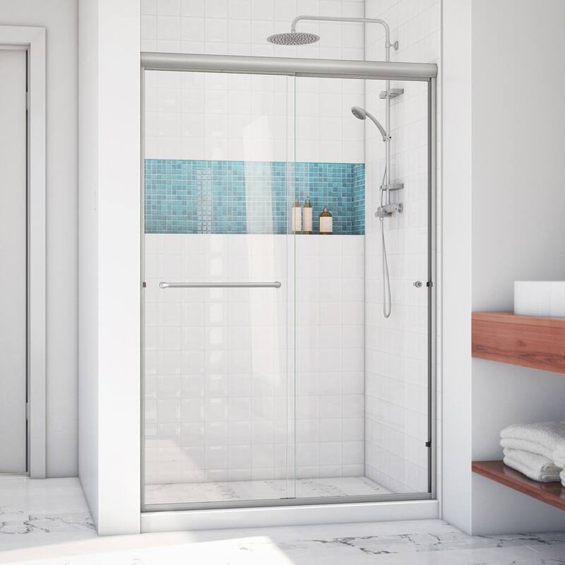 DreamLine Alliance Pro LT 44 - 48 in. W x 70 3/8 in. H Semi-Frameless Bypass Sliding Shower Door in Brushed Nickel & Clear Glass