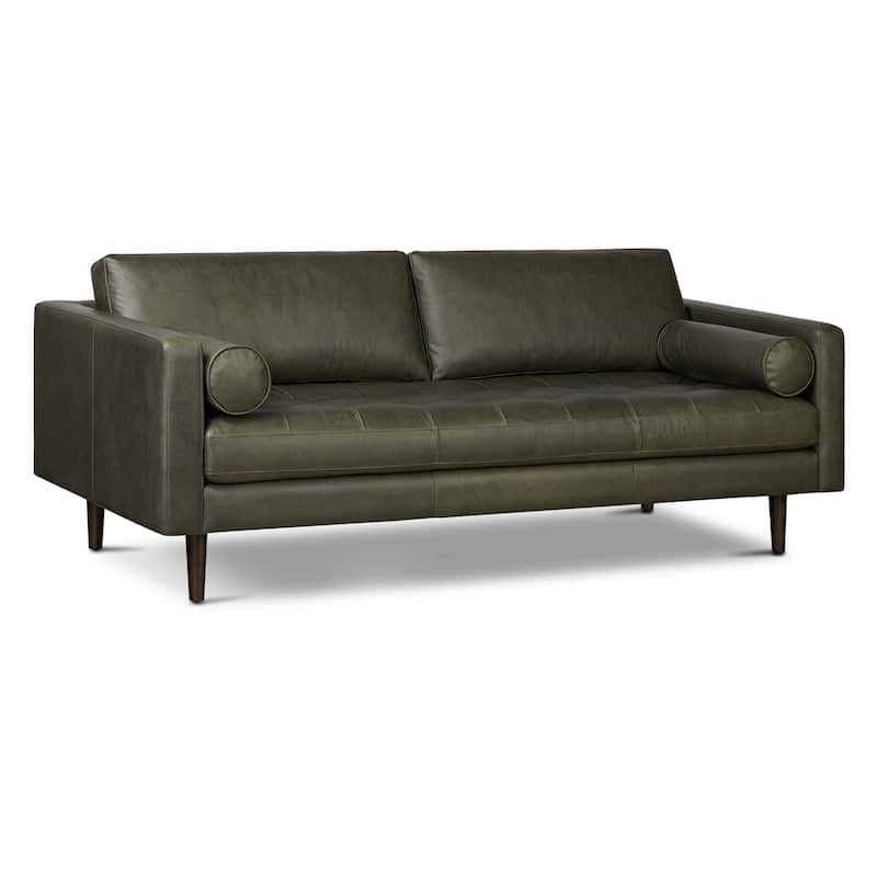 Poly & Bark Napa 88.5" Sofa - Genuine Italian Leather -  Olivine Green