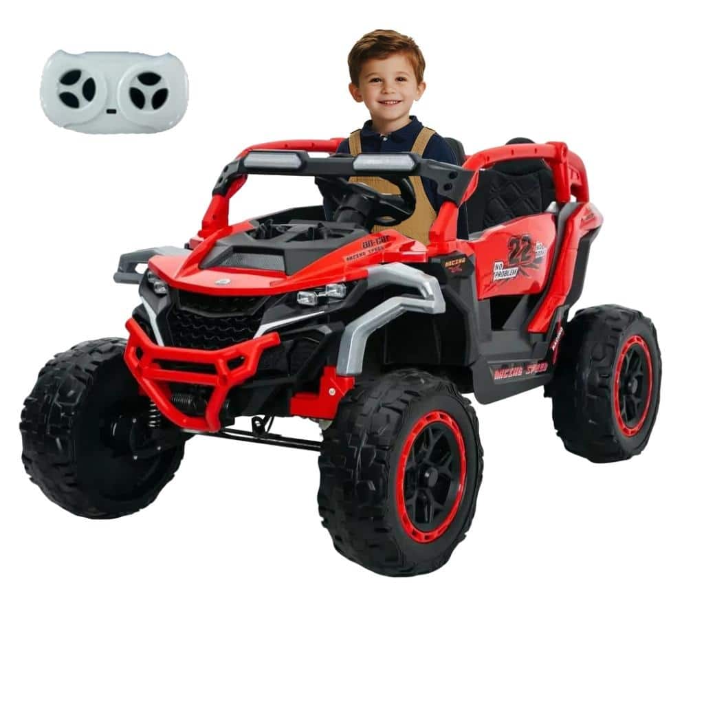 Ride on Models Truck Car 12V Kids Electric Vehicles, Remote Control, Front & Rear Shock Suspension, 2 Seater UTV - Red