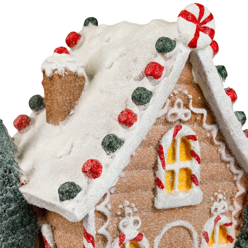Snow Covered Gingerbread House with Candy Accents Christmas Decoration - 8"