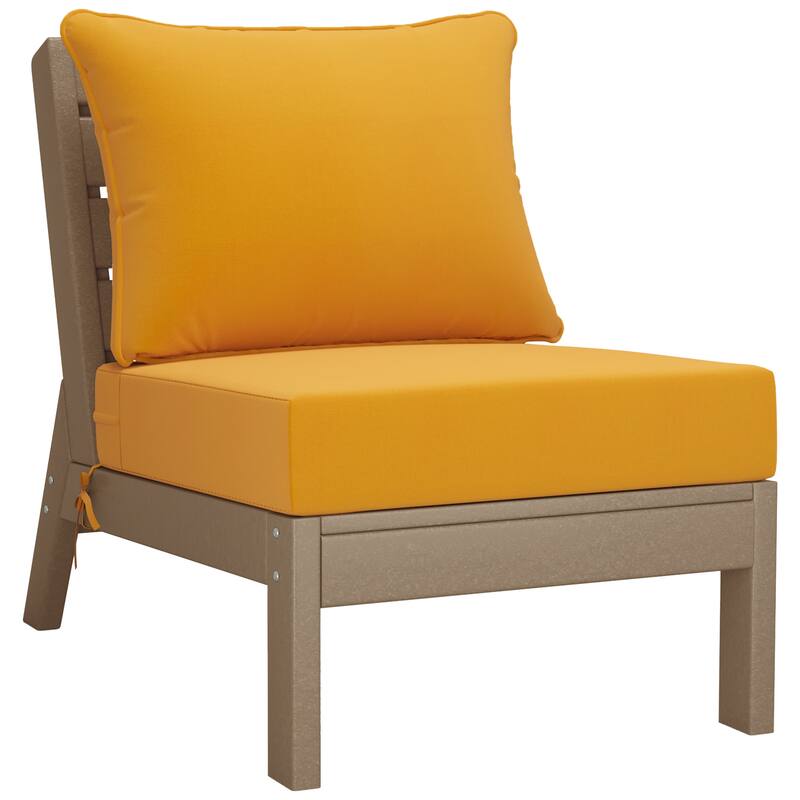 Birchwood All Weather HDPE Outdoor Patio Weathered Wood Deep Conversation Set (6-Piece Set)