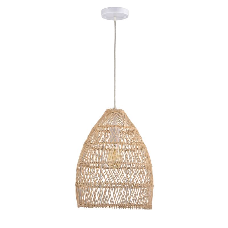Donn Cream 1-Light Rattan Cage Basket Pendant Light