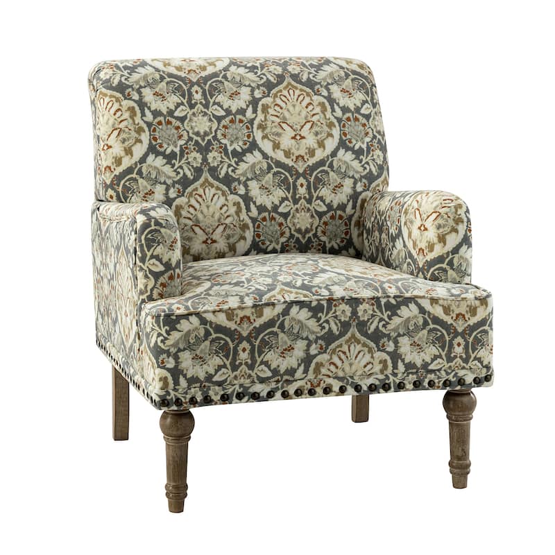 Geltrude Traditonal Floral Fabric Design Upholstered Accent Armchair with Turned Legs by HULALA HOME
