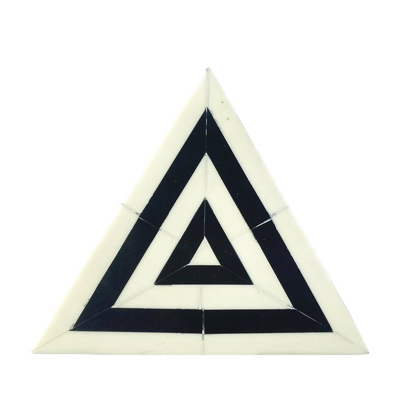 Striped Reclaimed Wood and Resin Triangular Box - 7.0"L x 6.0"W x 2.5"H