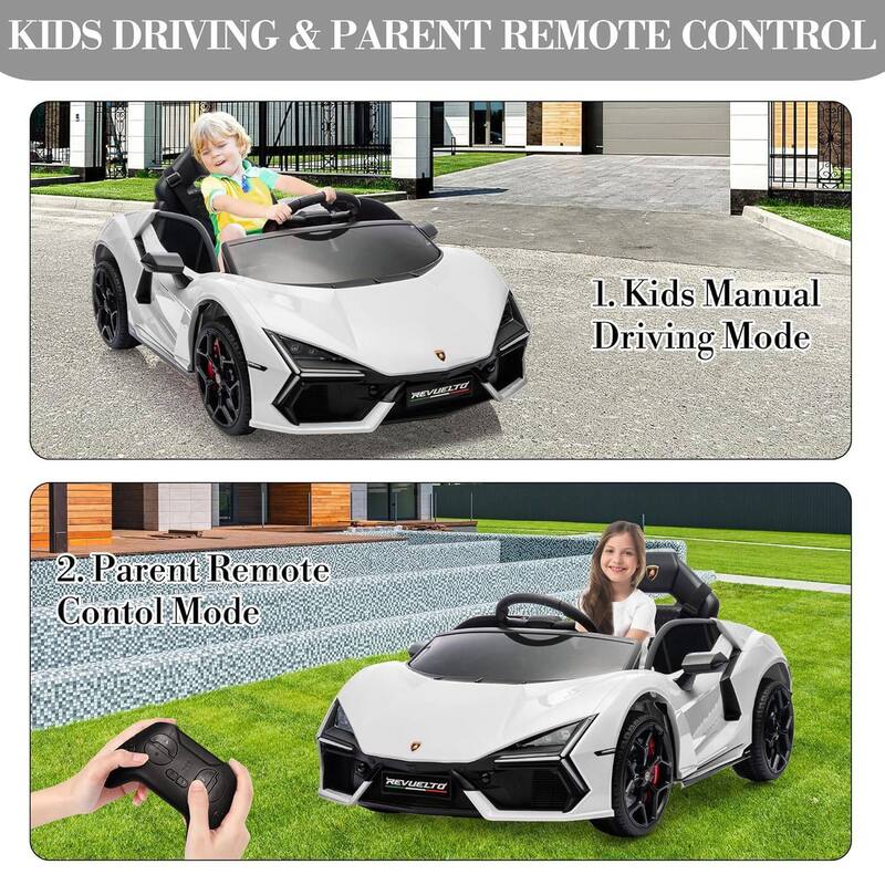 12V Kids Ride on Car Toy, Licensed Lamborghini Revuelto for Kids Best Gift