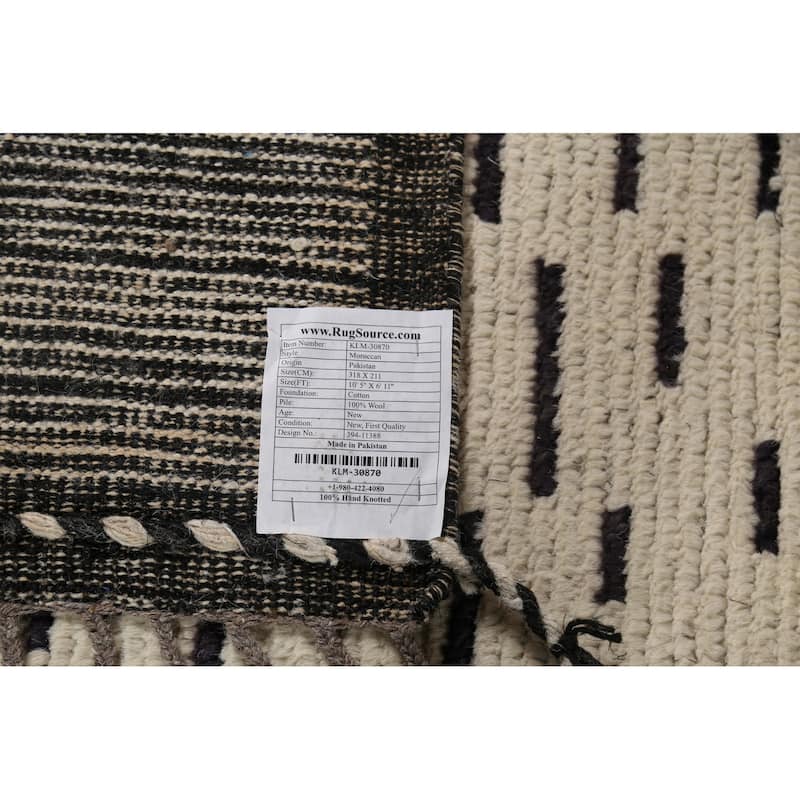 Abstract Moroccan Oriental Area Rug Handmade Contemporary Wool Carpet - 6'11"x 10'5"
