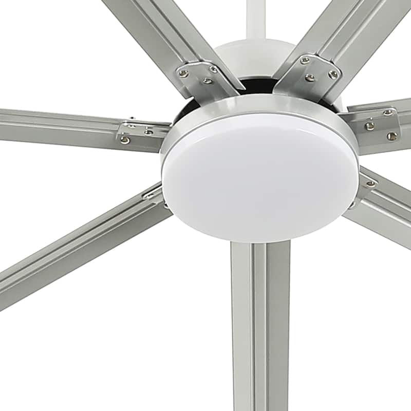 96 Inch Industrial Ceiling Fan with Light 7 Aluminum Blades and 6 Speed Remote Black