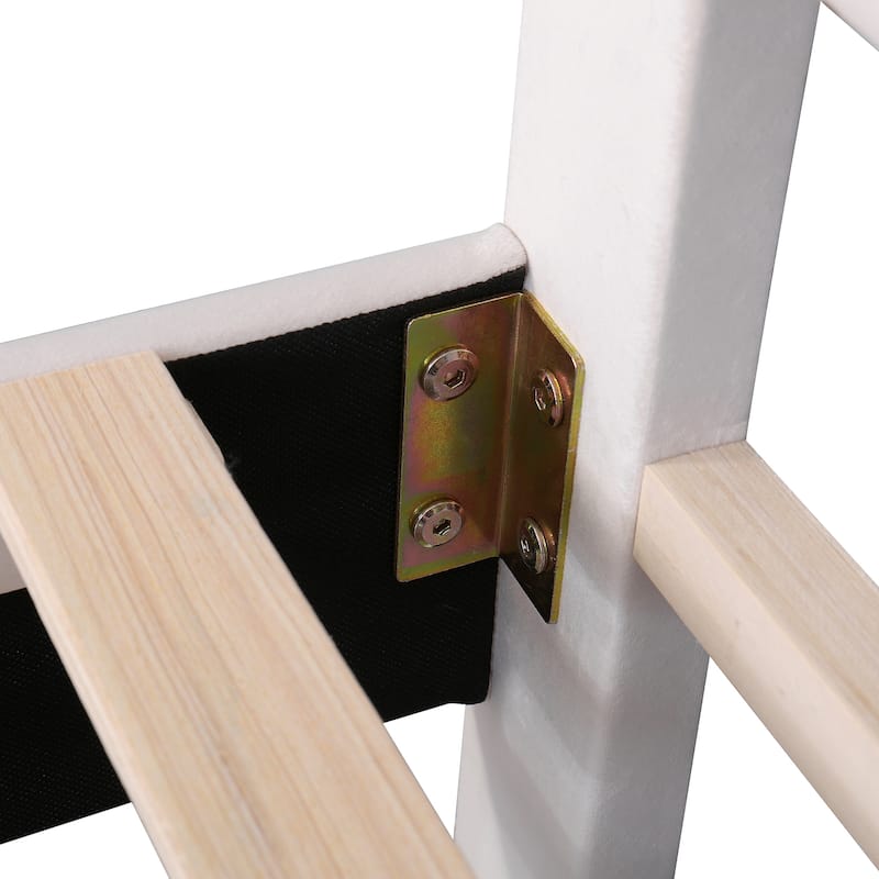 Upholstered Platform Bed, Velvet Fabric Bedframe with Flower Pattern Headboard & 12 Wood Slat Support, No Box Spring Needed