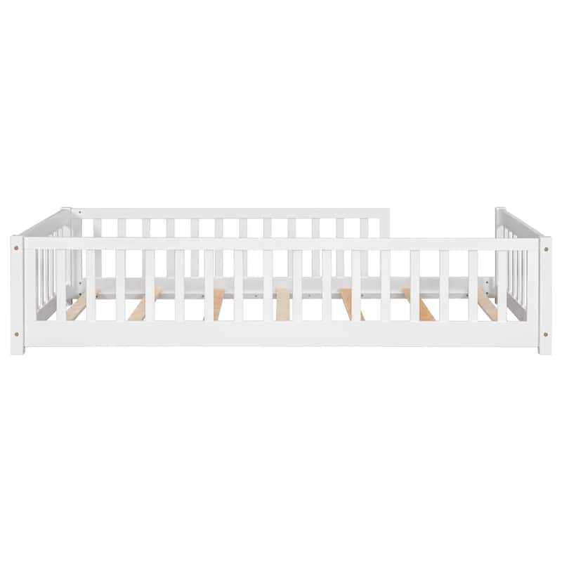 Floor Platform Bed with Fence without Door