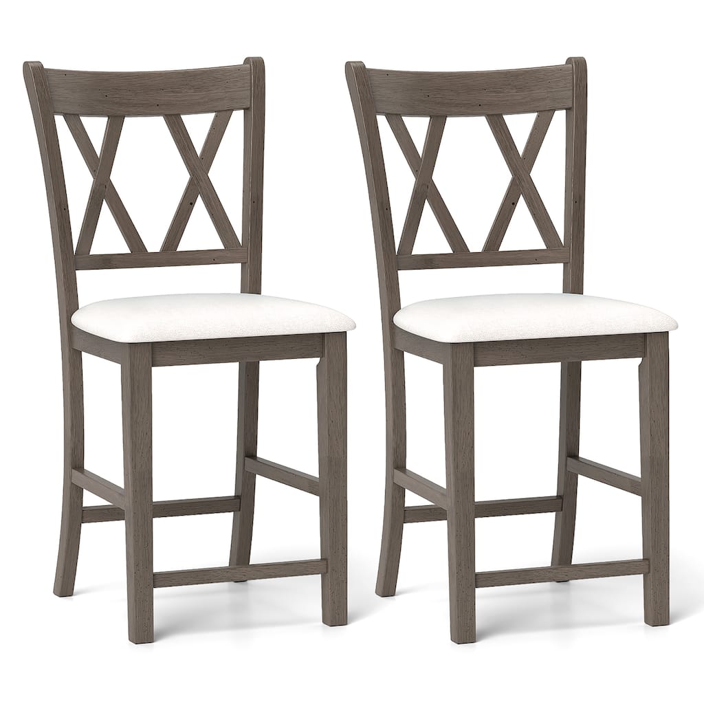 Gymax 2PCS Bar Stools 24''Counter Height Stools w/ Linen Fabric