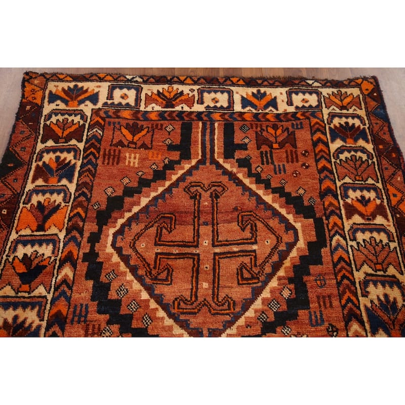 Hand Knotted Oriental 100% Wool Carpet Traditional Tribal Oranges & Rust Lori Area Rug - 8' 2'' X 4' 3''