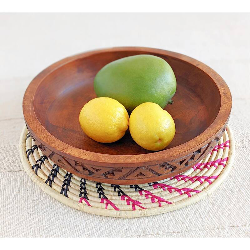 Woven Pink Raffia Trivets Set of 3 Bed Bath & Beyond 40190717