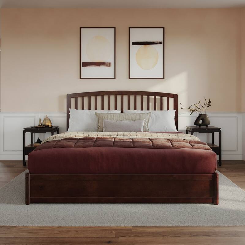 Lucia Platform Bed with Panel Footboard and Twin XL Trundle