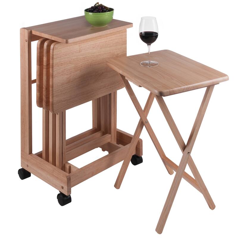 Brienda 5-Pc Snack Table Set, Flip Top - 19.13 x 14.17 x 32.2 inches