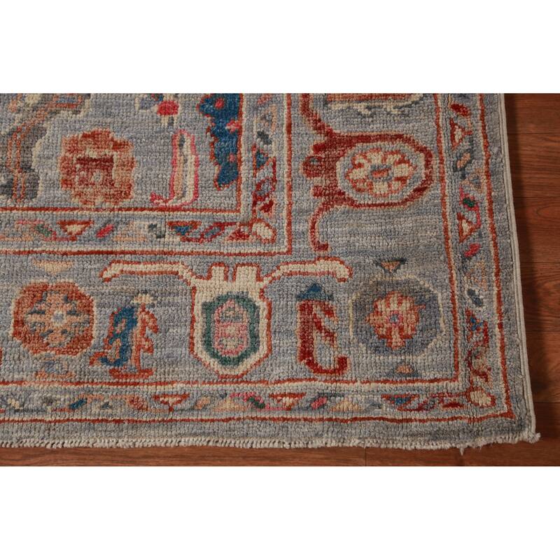 Hand Knotted Oriental 100% Wool Carpet Transitional All-Over Navy Blue & Blues Oushak Area Rug - 6' 7'' X 4' 6''