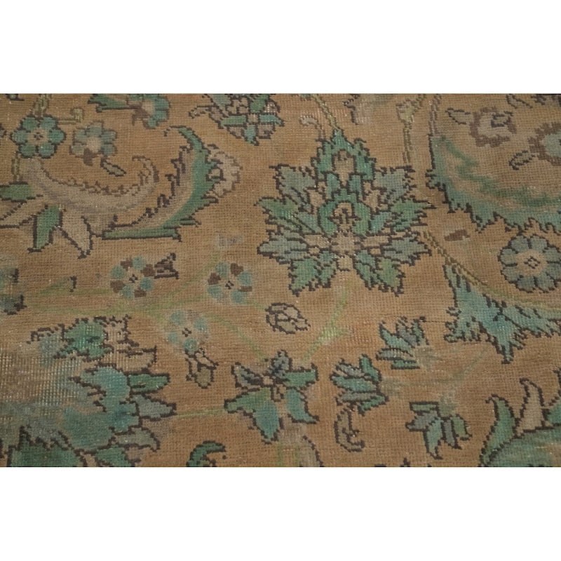 Hand Knotted Oriental 100% Wool Carpet Traditional Floral Oranges & Rust Tabriz Area Rug - 13' 1'' X 9' 7''
