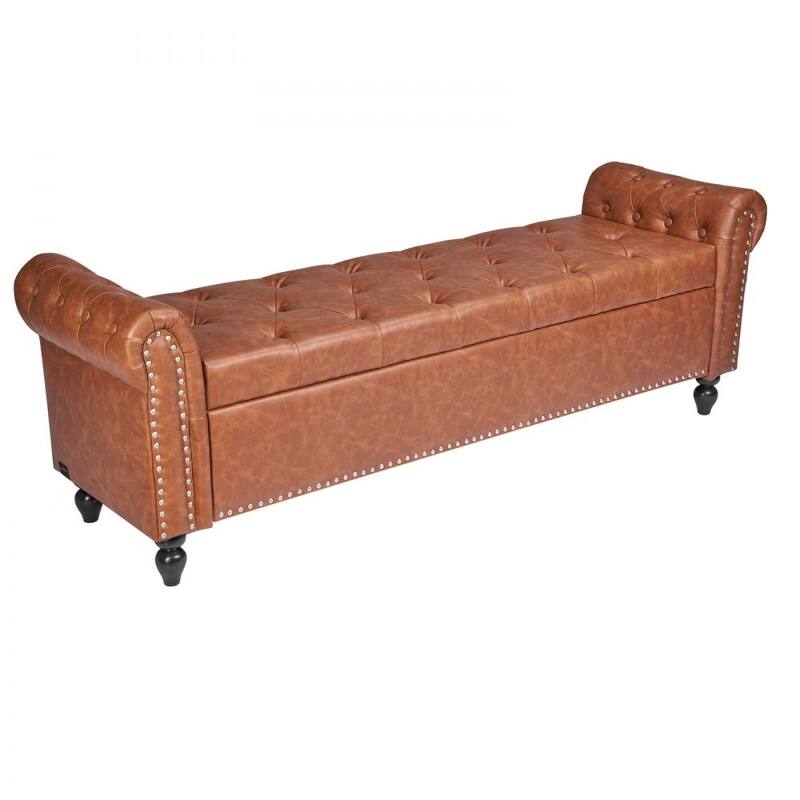 Modern PU Leather Storage Ottoman Bench with Soft-Close Hinges for Spacious Bedroom Organizer - 65.4”L x 22”W x 18”H
