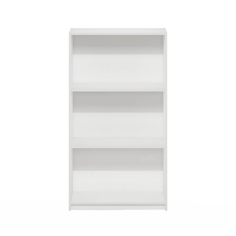 39.5 in. Tall White Wood 3-Shelf Bookcase