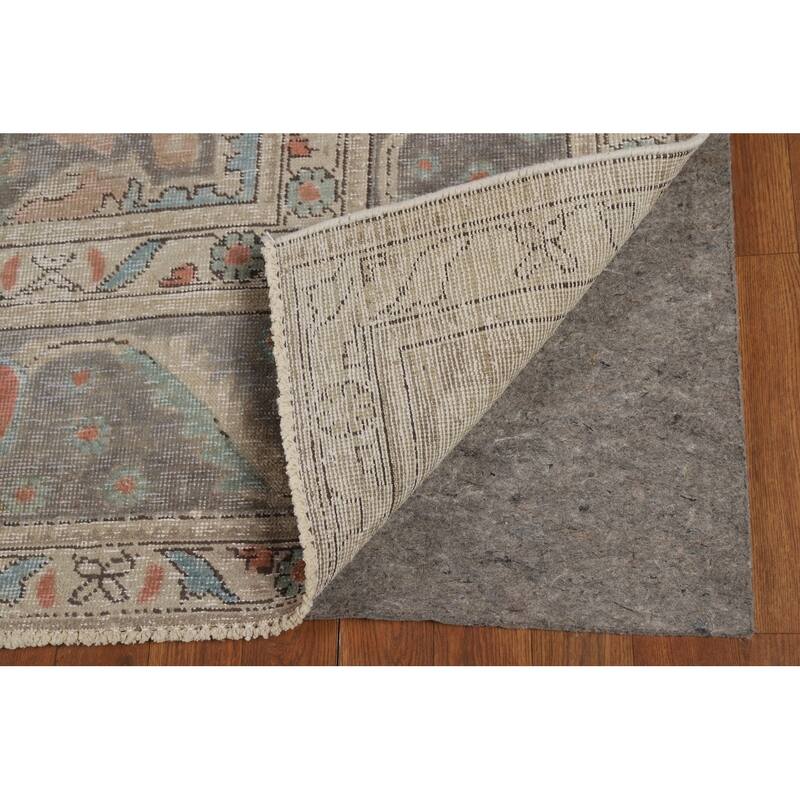 Geometric Tabriz Persian Rug Hand-Knotted Beige Wool Carpet - 8'2"x 10'6"