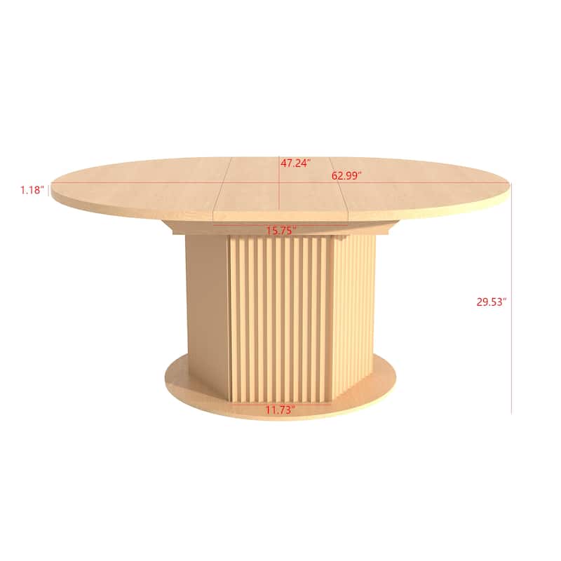 Round Dining Table for 4-6 People, Kitchen Table with Bump Texture Base, Wooden Dinner Table for Dining Room Family Gathering
