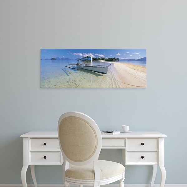 Easy Art Prints Panoramic Images's 'Fishing boat moored on the beach, Palawan, Philippines' Premium Canvas Art