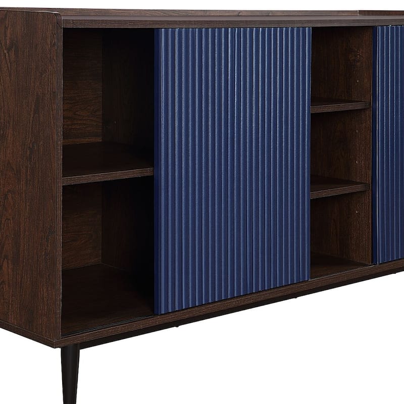 Manhattan Comfort Duane 59.05 Modern Adjustable Shelf Ribbed Sideboard
