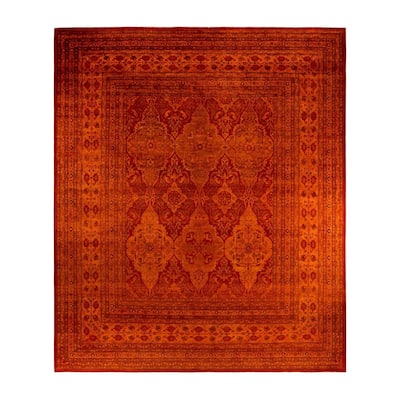 Overdyed, One-of-a-Kind Hand-Knotted Area Rug - Orange - 12' 3" x 14' 3"