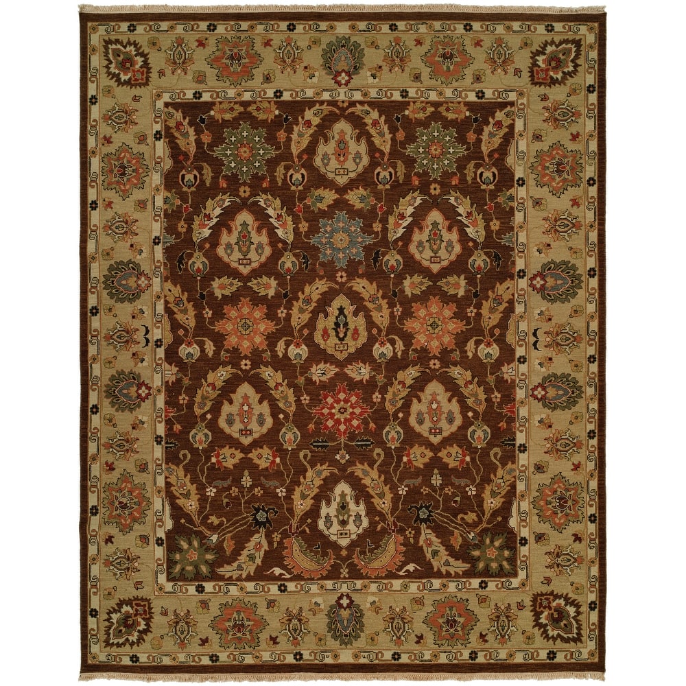 Traditional Brown Flatweave Wool Area Rug