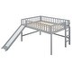 preview thumbnail 9 of 12, Full Size Low Loft Bed with Ladder and Removable Slide, Space-Saving Design, White