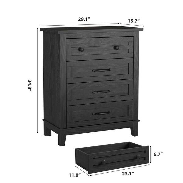 dimension image slide 2 of 3, 4 Dresser for Bedroom, 34.8" Tall Vertical Drawer Dresser with Large Storage, Freestanding Wooden Closet Chest