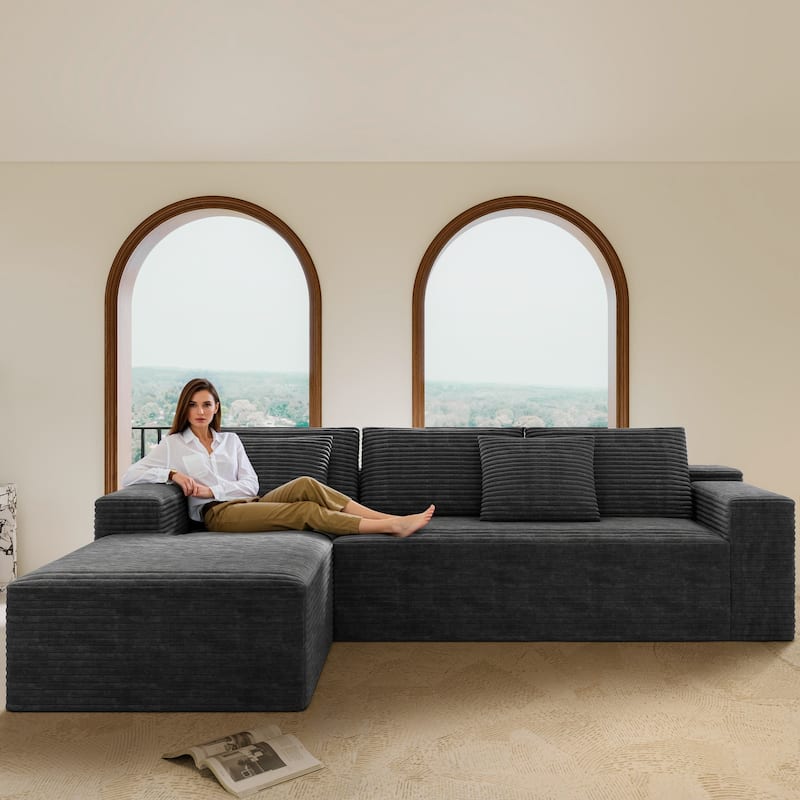 104.3" Cloud Sectional Couch with L-Shape Chaise,Modern Modular Sofa with Deep Seat, Upholstered Couches - Grey