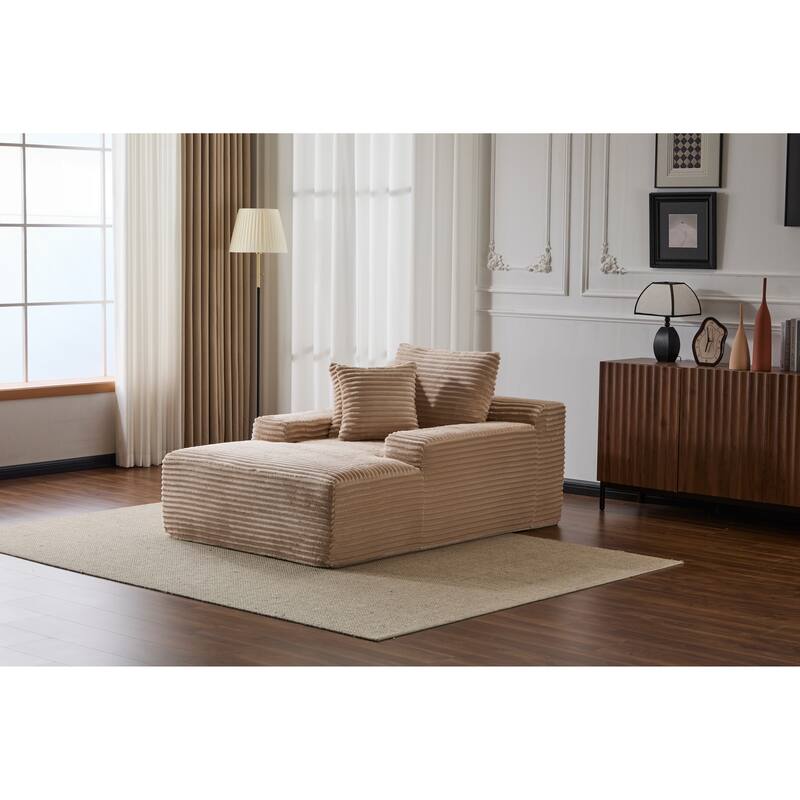 Oversized Chaise Lounge Chair Cozy Cloud Couch,Upholstered Sleeper Sofa Daybed With 3 Throw Pillows And Wide Armrest