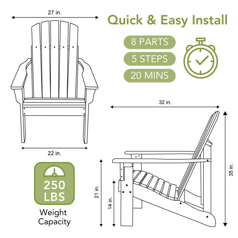 Laguna Outdoor Weather Resistant Wood Patio Adirondack Wood Chair
