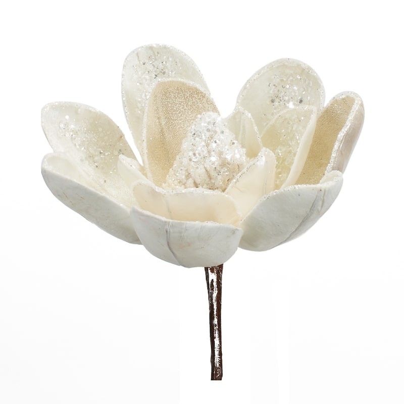 Set of 6 White Magnolia Floral Christmas Artificial Stems 20.5"