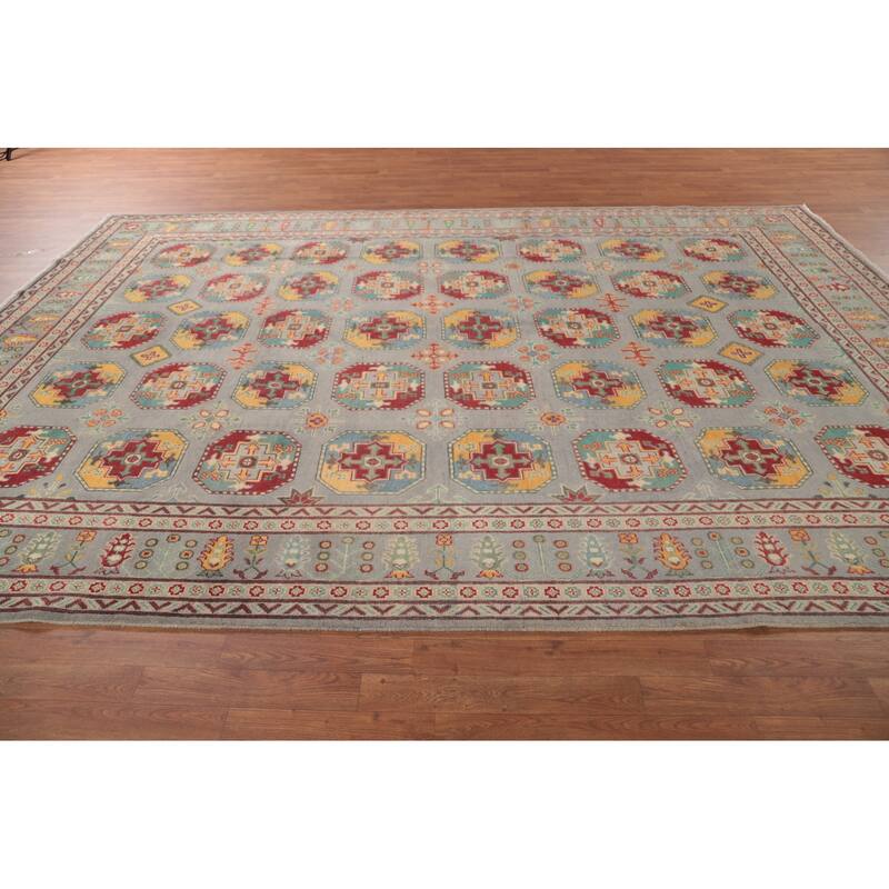 All-Over Geometric Kazak Oriental Area Rug Wool Carpet - 8'5" x 11'9"