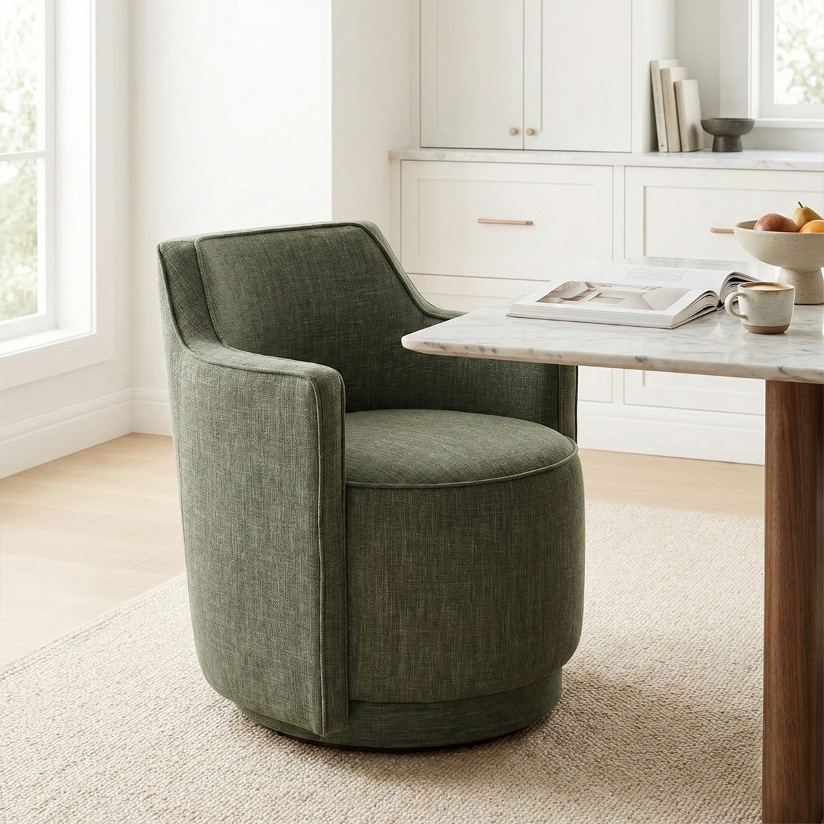 19" Upholstered Swivel Dining Chair