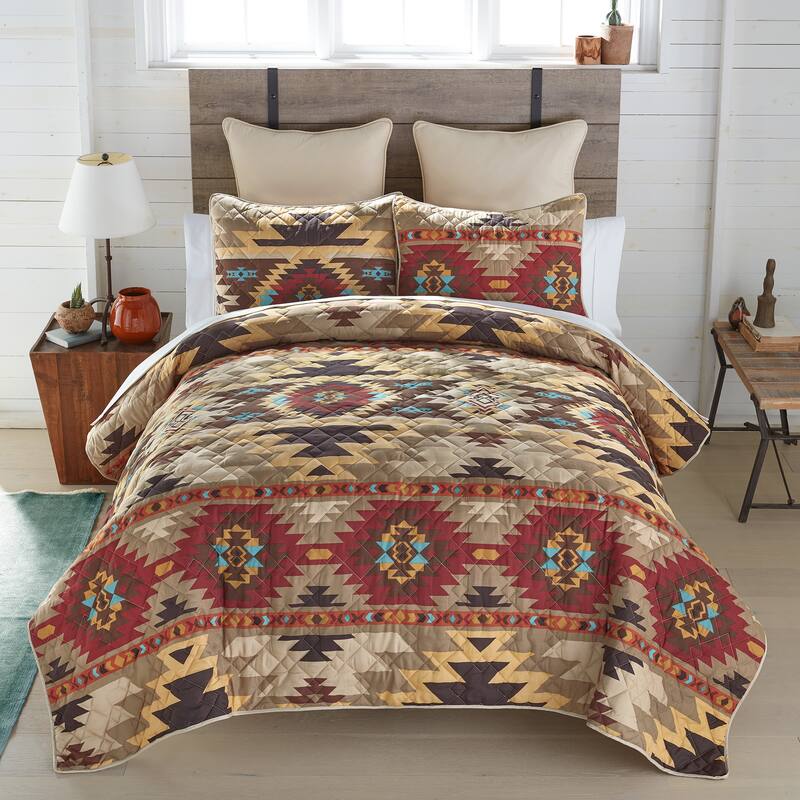Donna Sharp Sand Dune Polyester Quilt Collection - King - Red /Beige/Gold - 3 Piece