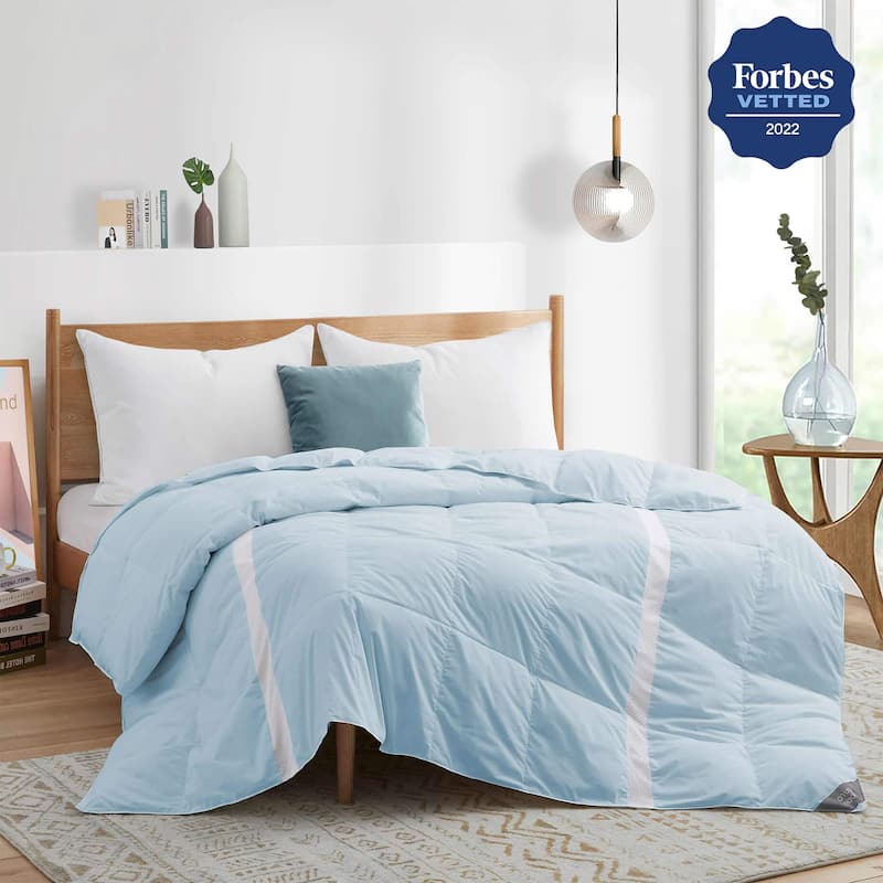 600 FP Cooling Lightweight Breathable White Down Comforter for Hot Sleeper, Mesh Design Summer Blanket