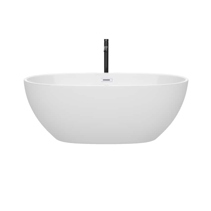 Wyndham Collection Juno 63-inch White Freestanding Soaking Bathtub
