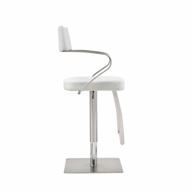 HomeRoots 36" White And Silver Stainless Steel Chair With Footrest - 21