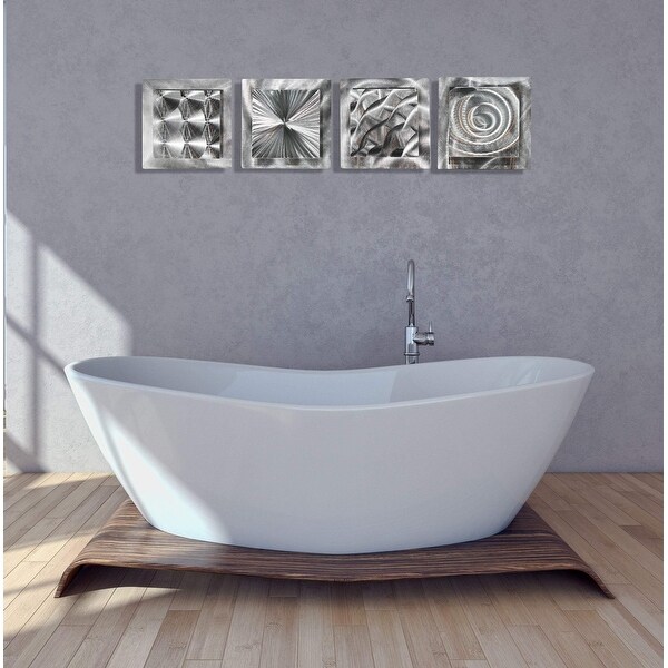 Statements2000 Silver Metal Wall Art Accent Sculpture Modern Decor by Jon Allen (Set of 4) - 4 Squares