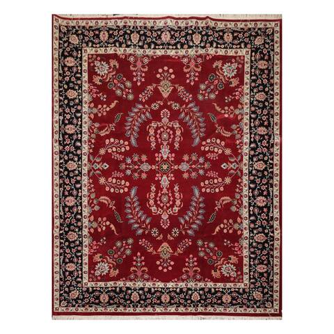 Hand Knotted 300 KPSI Burgundy Wool Traditional Oriental Rug (9x12) - 9' 2'' x 12' 5''